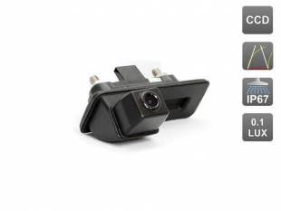 CCD штатная камера заднего вида с динамической разметкой AVIS Electronics AVS326CPR для SKODA FABIA/OCTAVIA/ROOMSTER/SUPERB/YETI HANDLE (#123)
